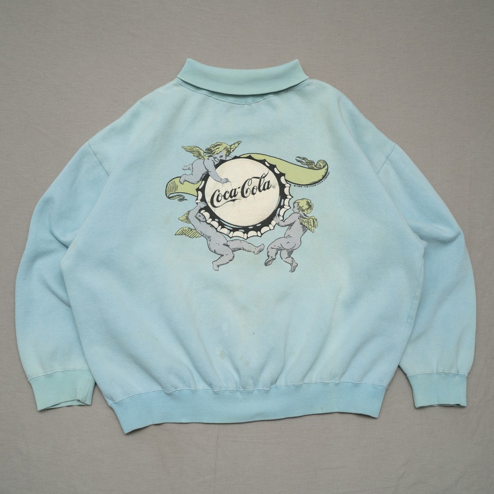 Vintage 80s 1985 Coca Cola Sweatshirt Angels Cherub Bottle Cap Boxy Rare